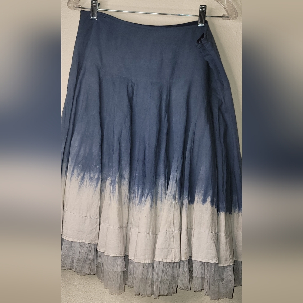 Bebe Blue Ombré Midi Length Tulle Skirt Women's Size Medium